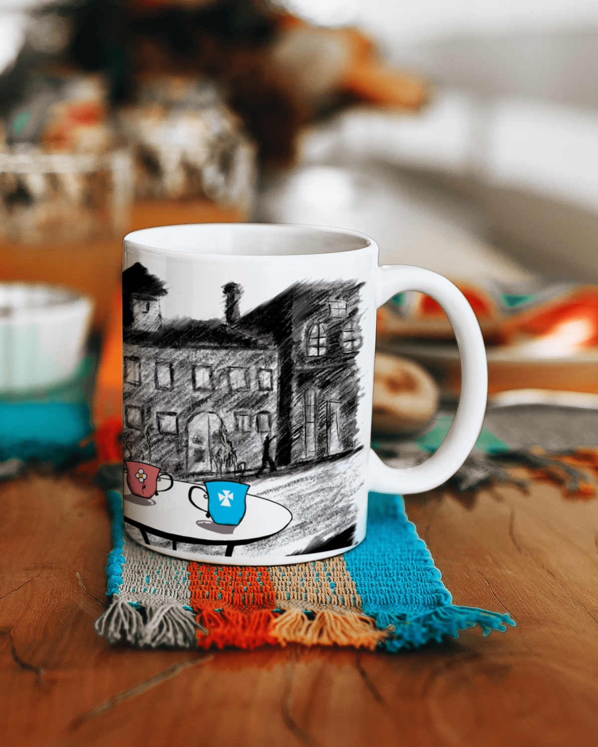 Enjoying Coffee Together — Art Mug